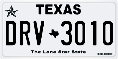 TX license plate DRV3010