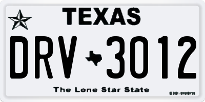 TX license plate DRV3012