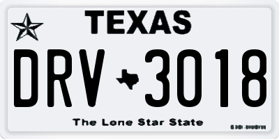 TX license plate DRV3018