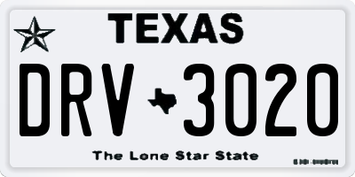 TX license plate DRV3020