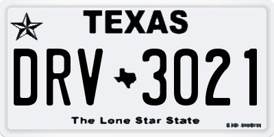 TX license plate DRV3021