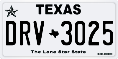 TX license plate DRV3025