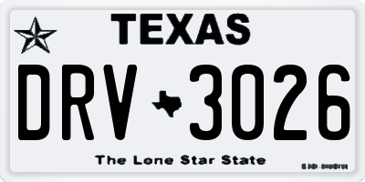 TX license plate DRV3026