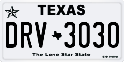 TX license plate DRV3030