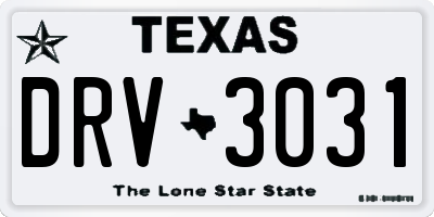 TX license plate DRV3031