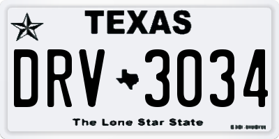 TX license plate DRV3034