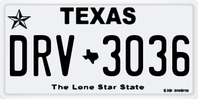 TX license plate DRV3036