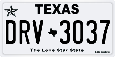 TX license plate DRV3037