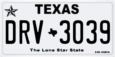 TX license plate DRV3039