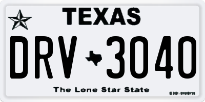 TX license plate DRV3040