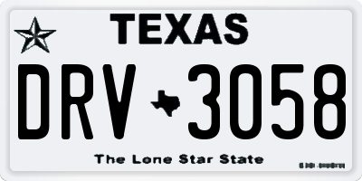 TX license plate DRV3058