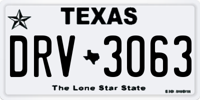 TX license plate DRV3063