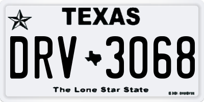 TX license plate DRV3068