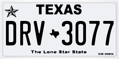 TX license plate DRV3077