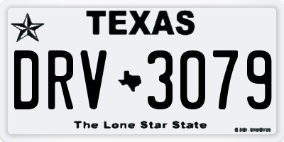 TX license plate DRV3079