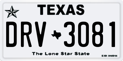 TX license plate DRV3081