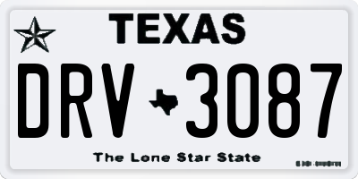 TX license plate DRV3087