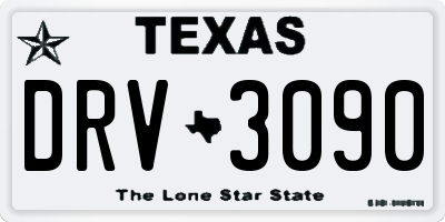 TX license plate DRV3090