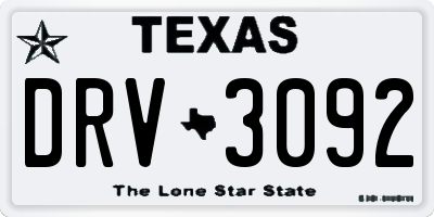 TX license plate DRV3092