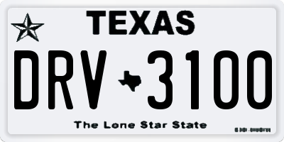 TX license plate DRV3100