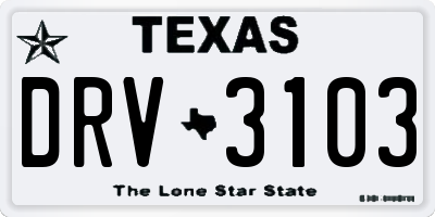 TX license plate DRV3103