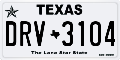 TX license plate DRV3104