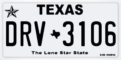 TX license plate DRV3106