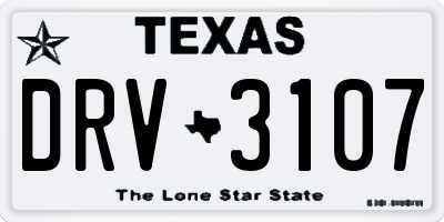 TX license plate DRV3107