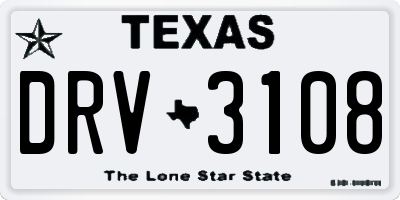 TX license plate DRV3108