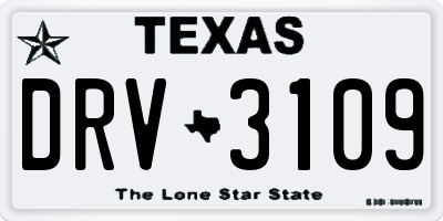 TX license plate DRV3109