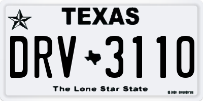 TX license plate DRV3110