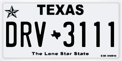 TX license plate DRV3111