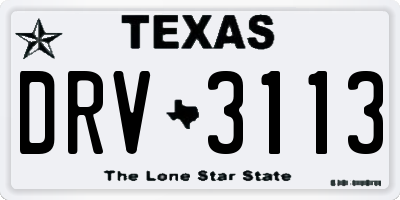 TX license plate DRV3113