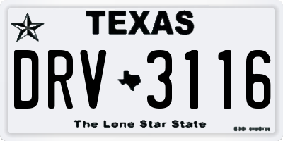 TX license plate DRV3116