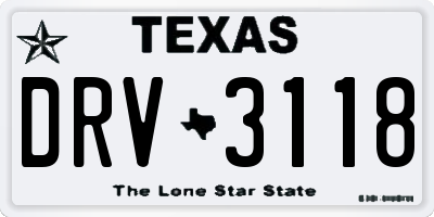 TX license plate DRV3118