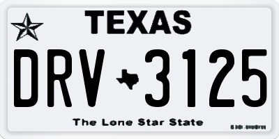 TX license plate DRV3125