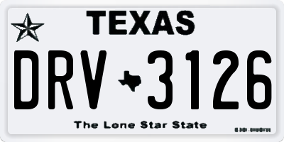 TX license plate DRV3126