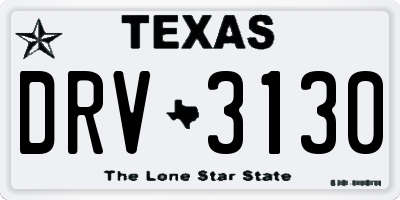 TX license plate DRV3130