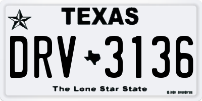 TX license plate DRV3136