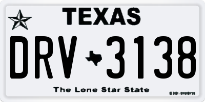 TX license plate DRV3138