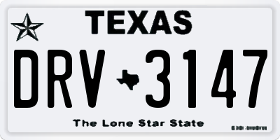 TX license plate DRV3147