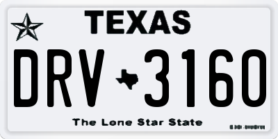 TX license plate DRV3160