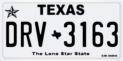 TX license plate DRV3163