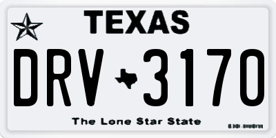 TX license plate DRV3170