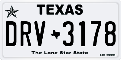 TX license plate DRV3178