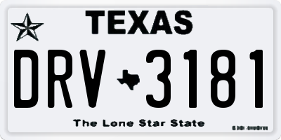 TX license plate DRV3181