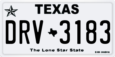 TX license plate DRV3183