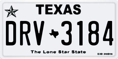 TX license plate DRV3184