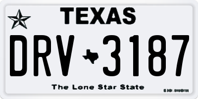 TX license plate DRV3187