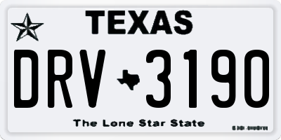 TX license plate DRV3190